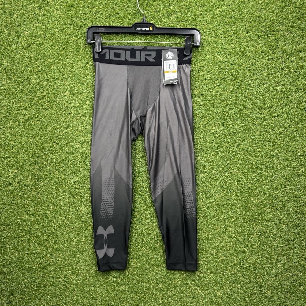 Under Armour HeatGear Armour 3/4 Leggings Mens Small Compression Gray Stretch